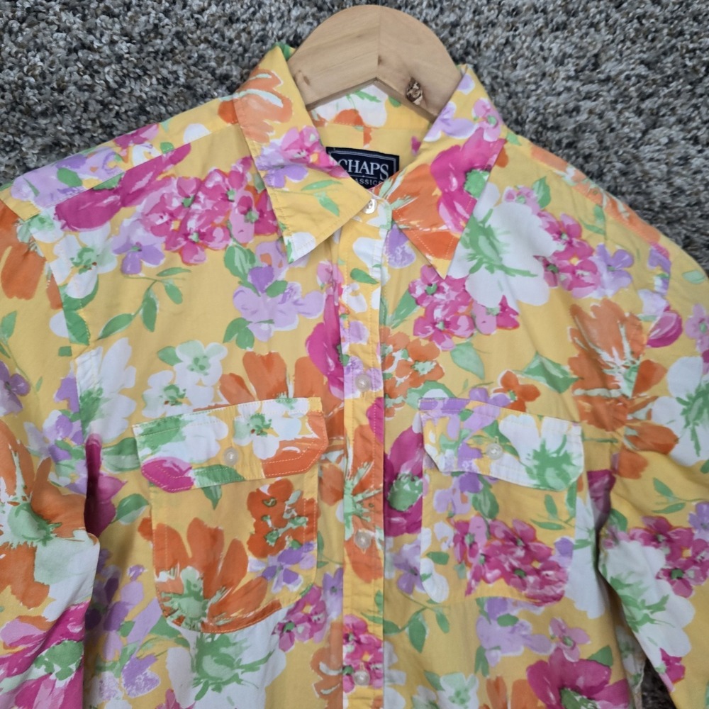 Chaps Top Womens Small Multicolored Button Up Floral Print Blouse‎ Cotton Ladies - Picture 4 of 7